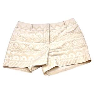 Loft The Riviera Shorts 4" inseam beige printed back pockets SIZE 8